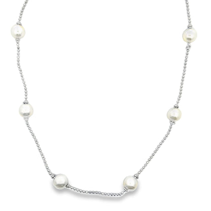 Ball Chain With 8mm Synthetic Pearls Necklace (F250)-1