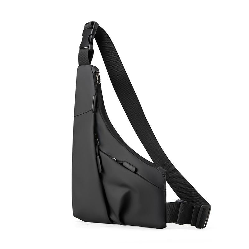 NNEDSZ Leather Anti Theft Triangle Bag Secure Crossbody Chest Bag - Black