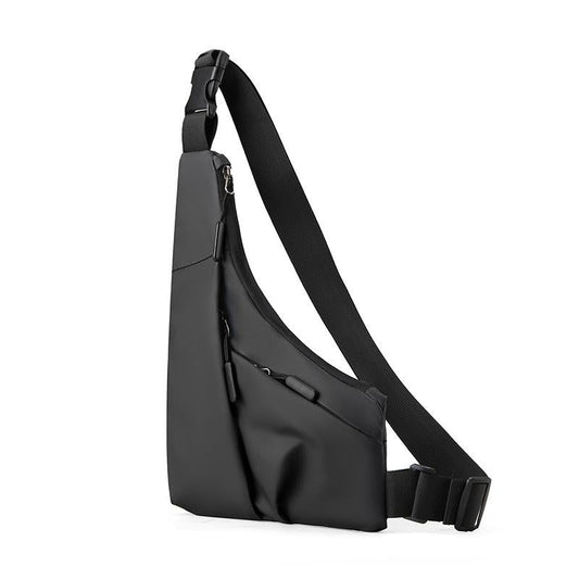 NNEDSZ Leather Anti Theft Triangle Bag Secure Crossbody Chest Bag - Black