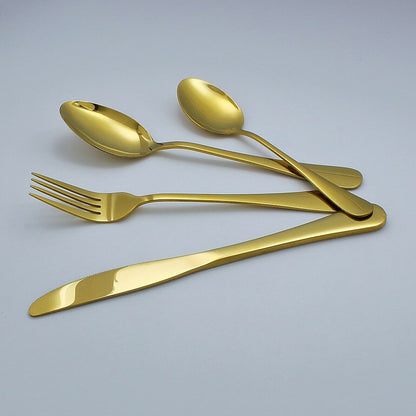 NNEDSZ 24-piece Gold Cutlery Flatware Stainless Steel Silverware Set Reflective Mirror Finish