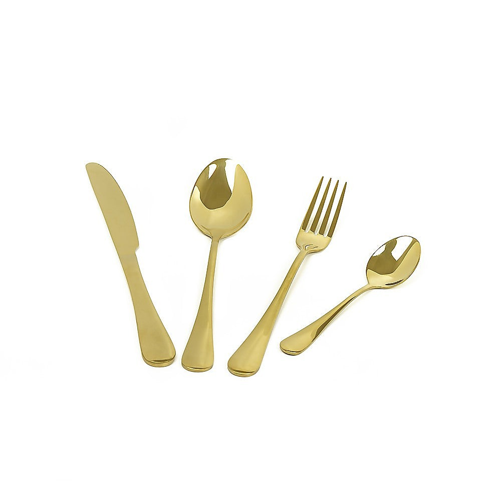 NNEDSZ 24-piece Gold Cutlery Flatware Stainless Steel Silverware Set Reflective Mirror Finish