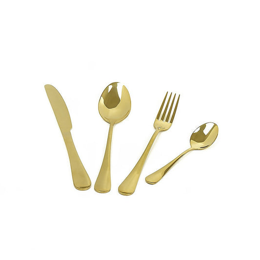 NNEDSZ 24-piece Gold Cutlery Flatware Stainless Steel Silverware Set Reflective Mirror Finish