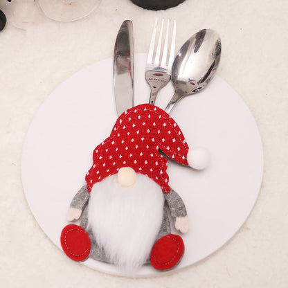 NNEDSZ Christmas Gnome Cutlery Holder - Festive Silverware Bag for Holiday Table Decor 10 pieses