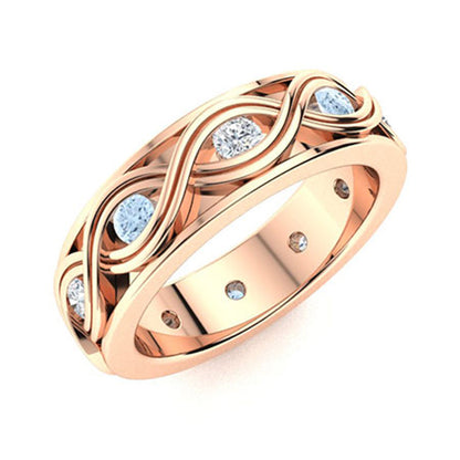 Aquamarine Wave Band Ring – Sterling Silver