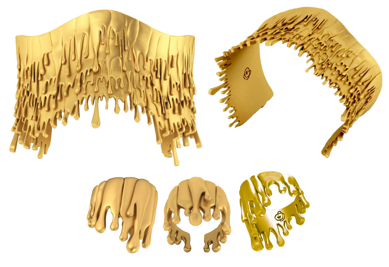 Antonio Wehrli Gravity Paint Drip Ring: Art into Jewelry-Silver & 18K Gold Plate