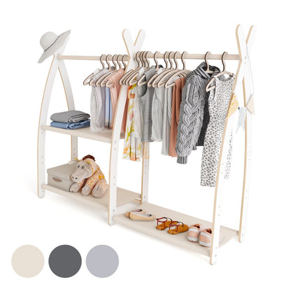MAMOI® Children clothes rail Beige 95x106x32cm | Dressing up rail for kids made of Yarnwood | Baby wardrobe clothes storage modern design | Baby accessories | 100% ECO | MADE in EU