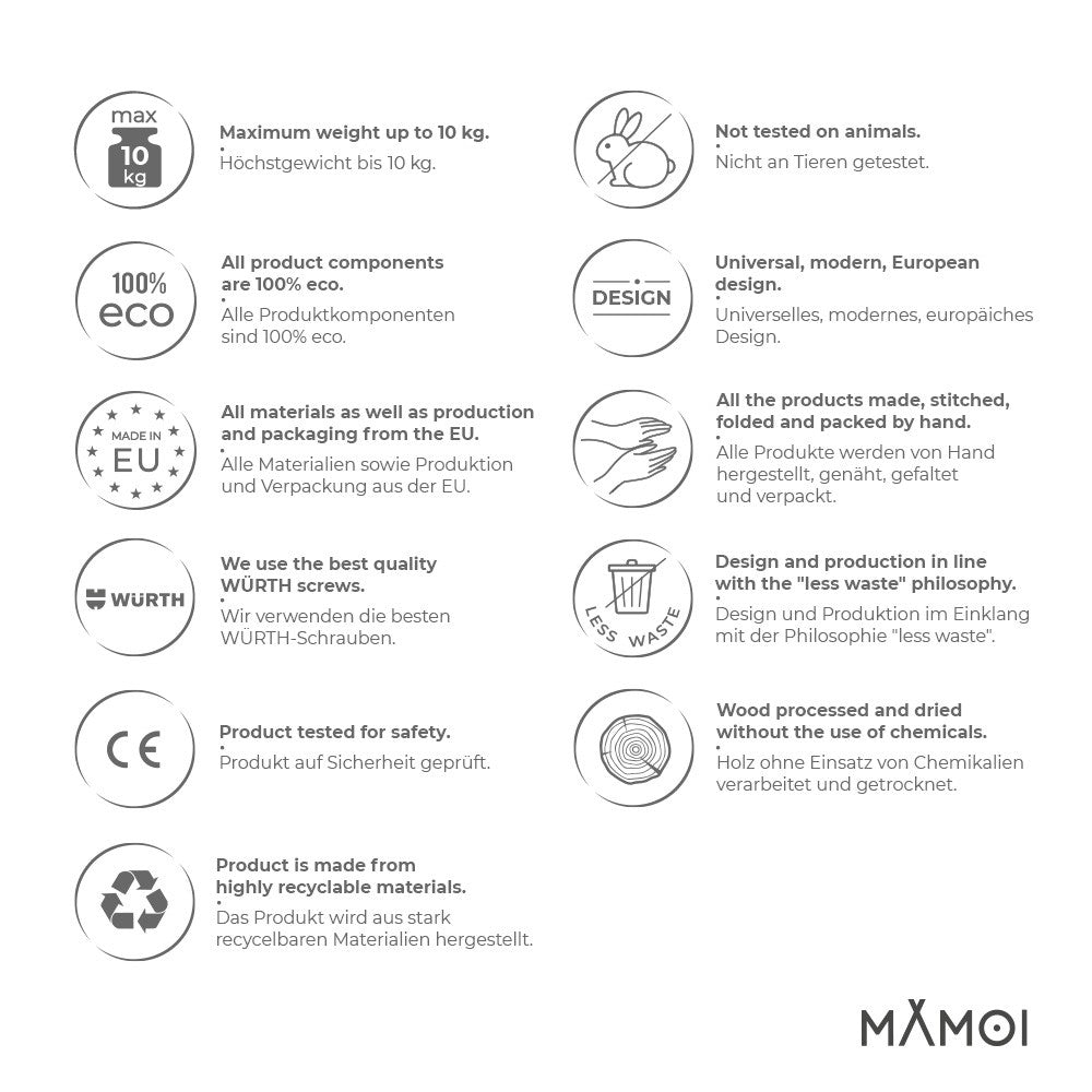 MAMOI® Children clothes rail Beige 95x106x32cm | Dressing up rail for kids made of Yarnwood | Baby wardrobe clothes storage modern design | Baby accessories | 100% ECO | MADE in EU