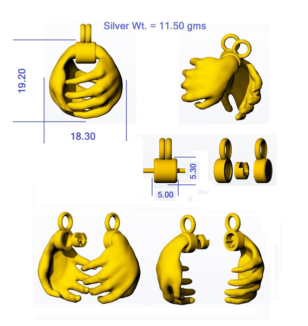 Leona's Healing Hands, Locket for Crystals or Essential Oils, Sterling Silver