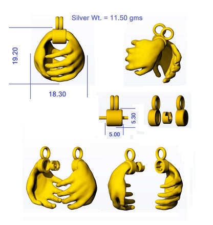 Leona's Healing Hands, Locket for Crystals or Essential Oils, Sterling Silver