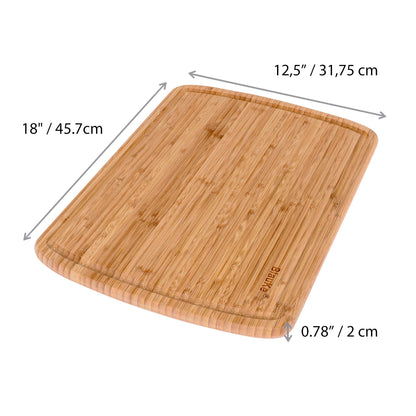 Extra Large Wood Cutting Board 18x12 inch - Butcher Block with Juice Groove, Serving Tray - Wooden Chopping Board for Kitchen-2
