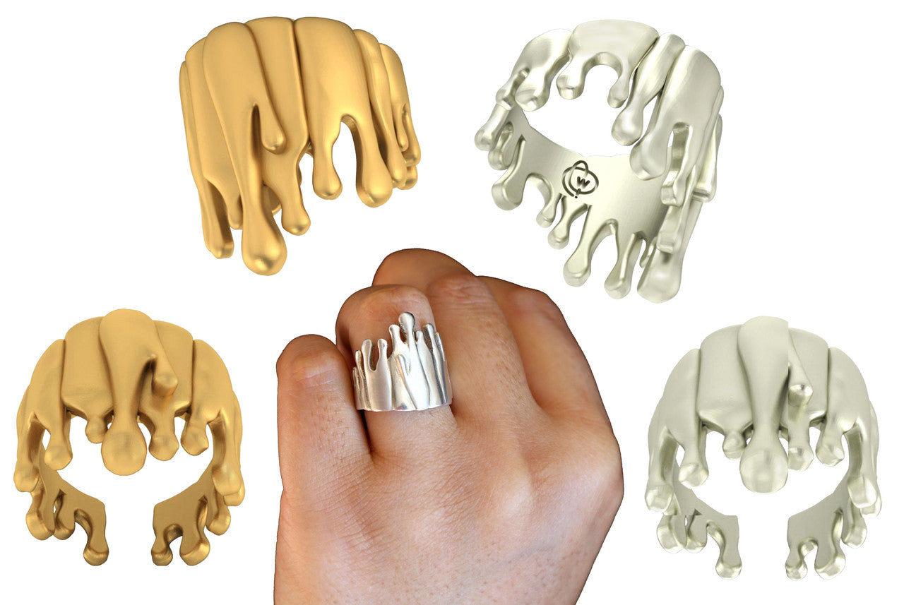 Antonio Wehrli Gravity Paint Drip Ring: Art into Jewelry-Sterling Silver