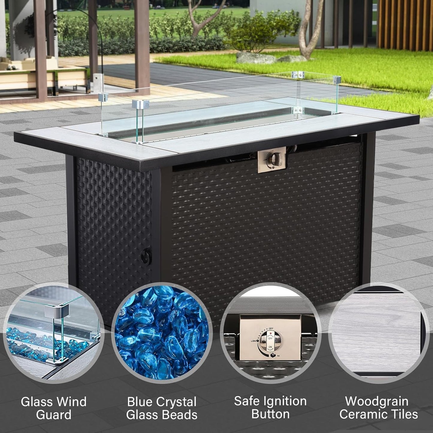Six-Piece Outdoor Furniture Set with Fire Pit Table