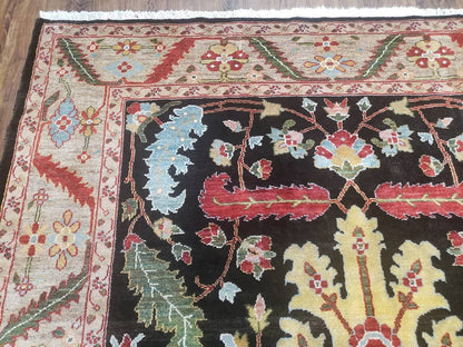 Peshawar Rug, 6x9 Rug, Hand Knotted Wool Area Rug, Black and Silver Rug, Unique Oriental Carpet, Handmade, Medium Sized Rug, Persian Rug