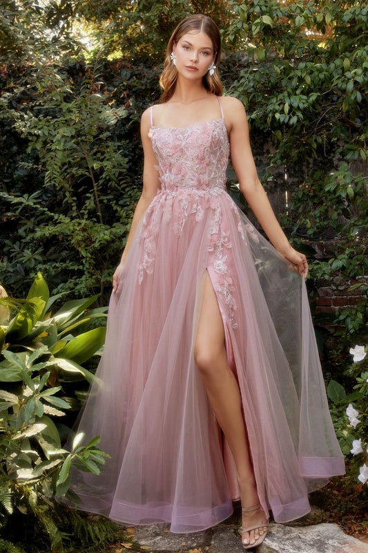 Fluttering Butterfly Applique A-Line Gown-0