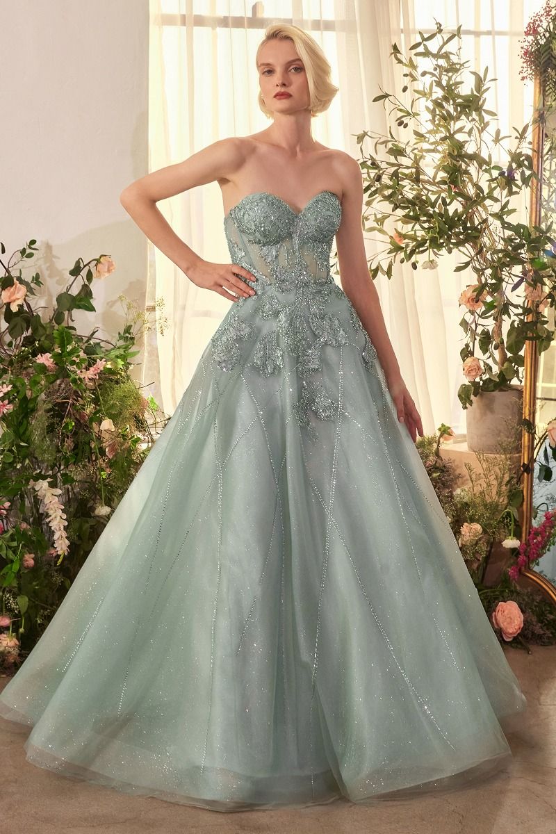 Strapless Embellished Tulle Ball Gown-2
