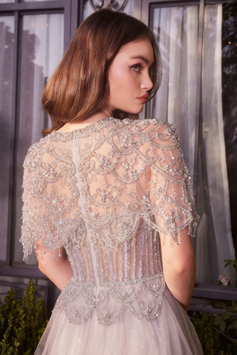 Capelet Crystal Bead Gown-1