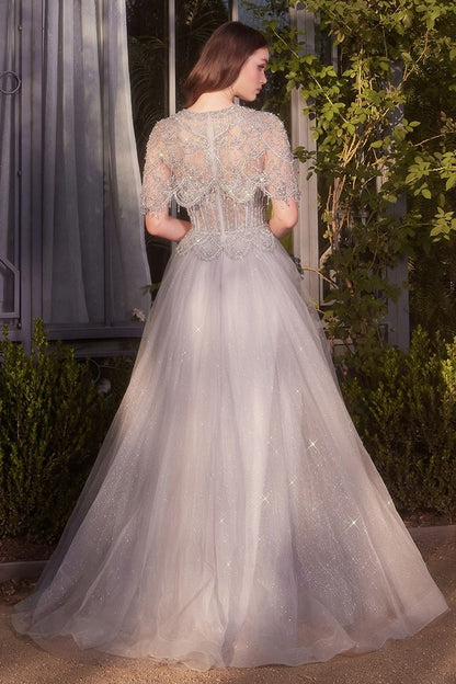 Capelet Crystal Bead Gown-3