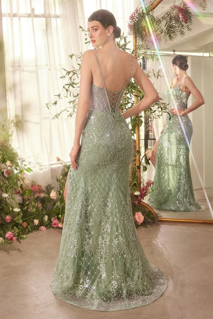 Crystal Neckline Beaded Gown-3