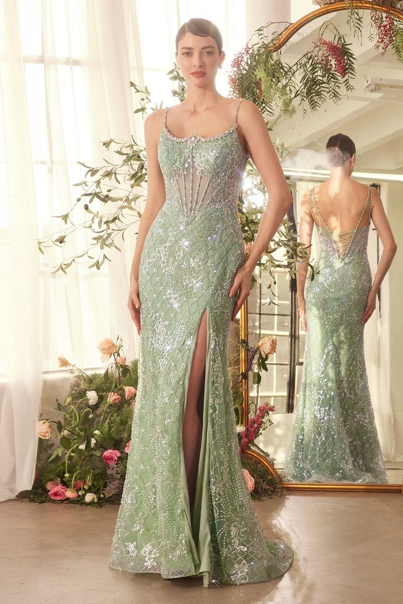 Crystal Neckline Beaded Gown-4
