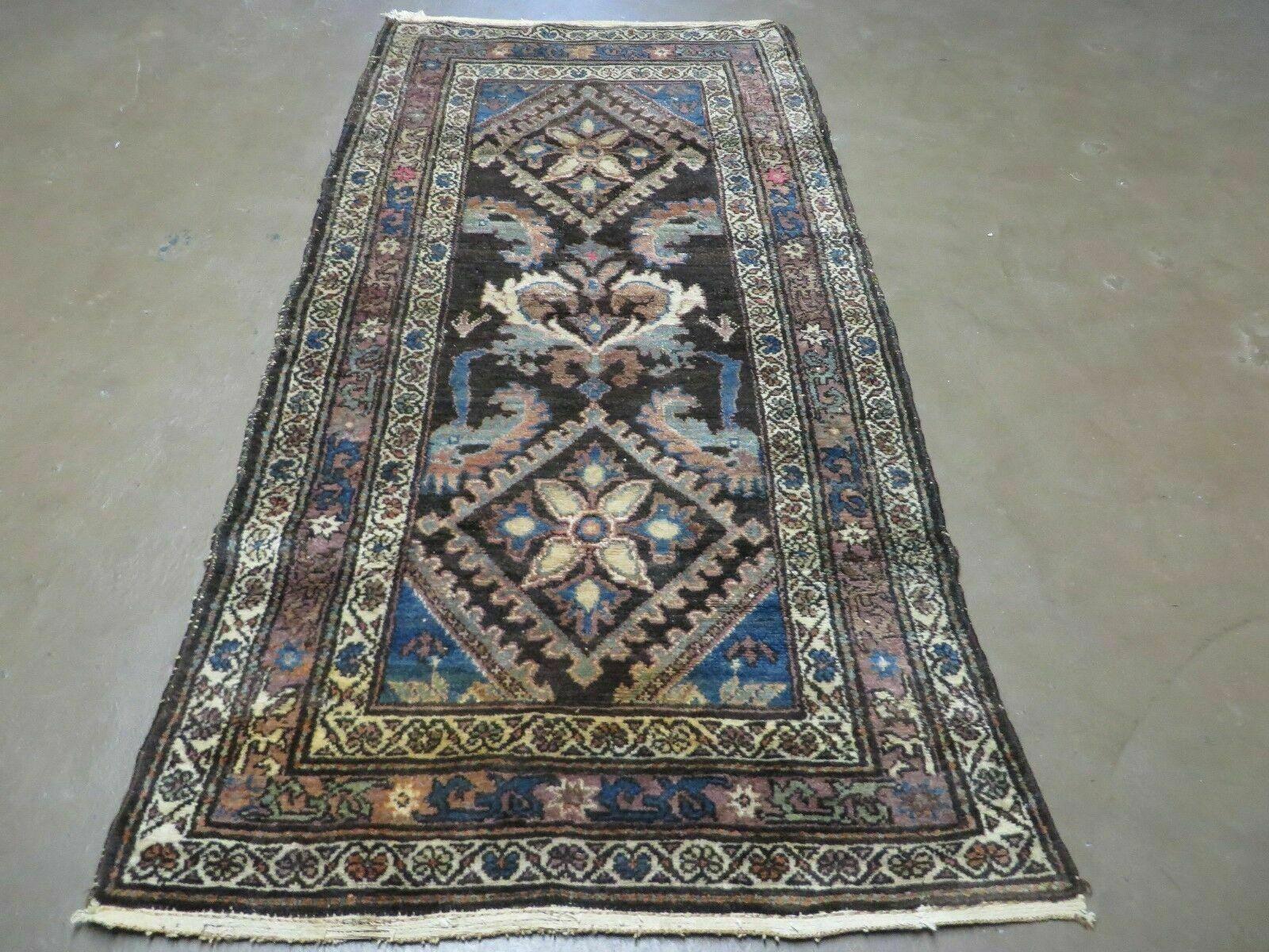 3' X 6' Antique Handmade India Floral Oriental Wool Rug Veg Dyes Nice-0