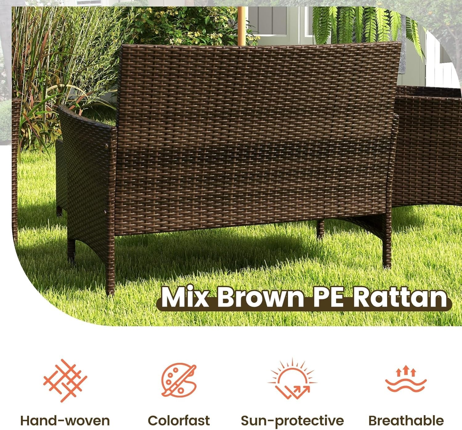 Elegant Rattan Patio Furniture Set with Cushions and Table-3