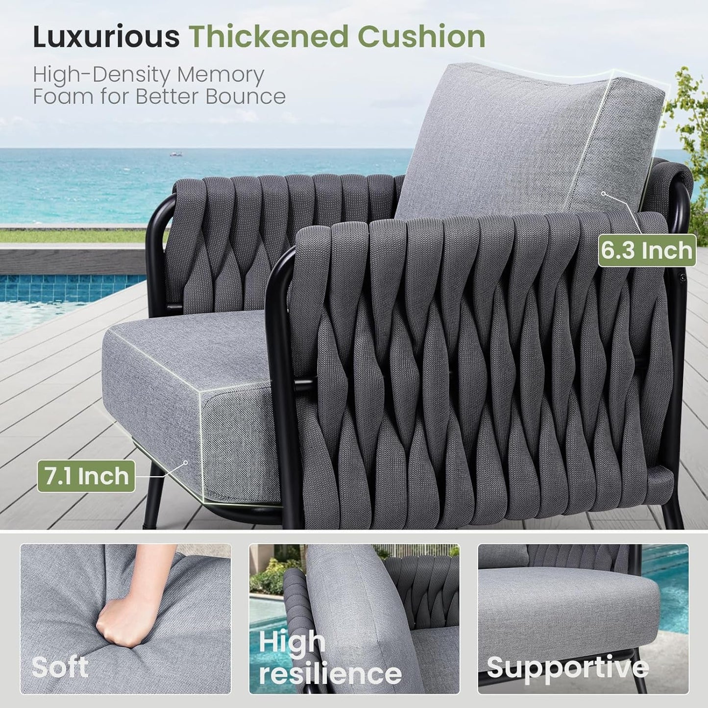 Stylish Outdoor Patio Furniture Set with Waterproof Cushions