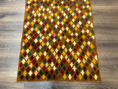 Balouch Rug 3x4, Burnt-Orange, Multicolor, Afghan Rug