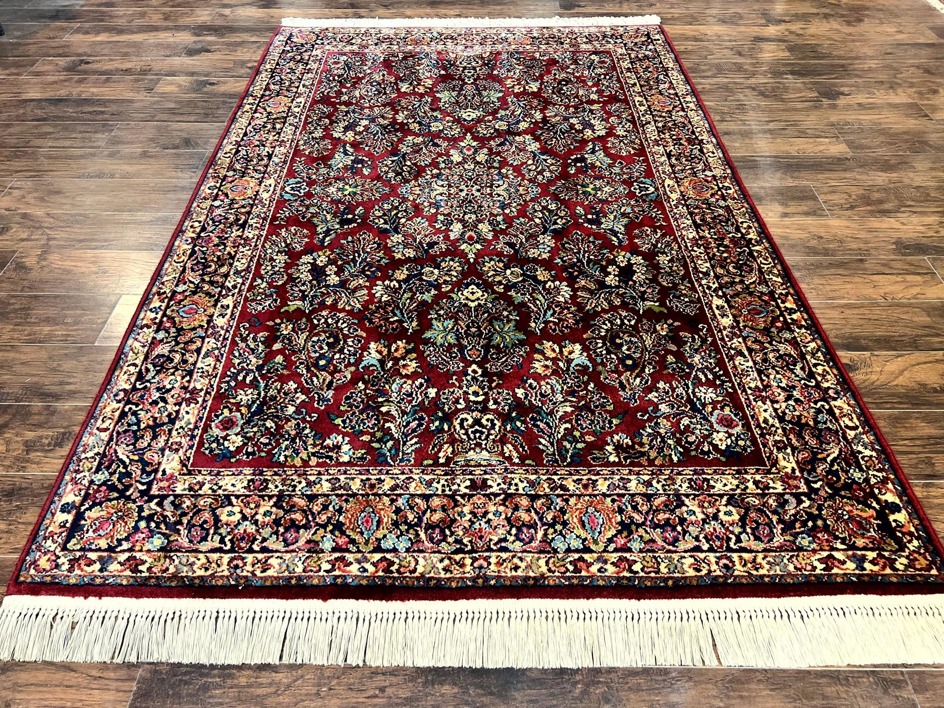 Karastan Rug 5.9 x 9 Red Sarouk Rug #785, Karastan Wool Rug, Karastan Carpet, Original 700 Series Vintage Karastan Oriental Rug Discontinued-0