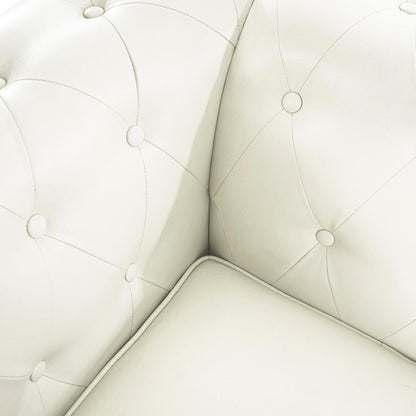 Emery Chesterfield 3 Piece Living Room Sectional Sofa Set Rolled Arms, Tufted Cushion Sofas for Living Room Set Includes Sofa, Loveseat Couch, Accent Arm Chair / Easy Tool-Free Assembly – off White-4