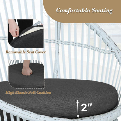 Outdoor Patio Furniture Set Wicker Bistro Set, 3 Piece Conversation Set All-Weather PE Rattan Chairs with Seat Cushions & Glass Table for Porch, Backyard, Black