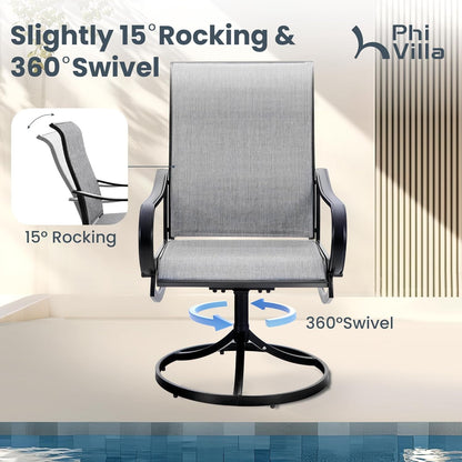 9 Piece Outdoor Patio Dining Set, Large Square Metal Dining Table and 8 Outdoor Swivel Dining Chairs, Patio Table and Gray Chair Furniture Dining Set for 8 Person-1