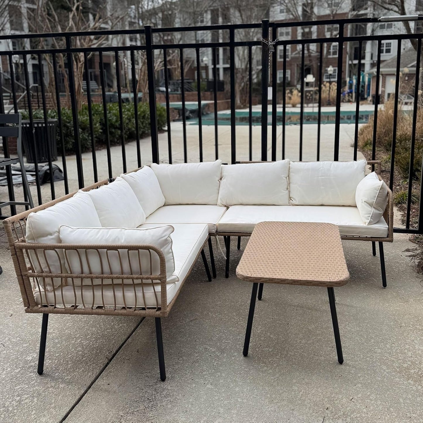 All Weather Wicker Patio Furniture Set with Cushions-1