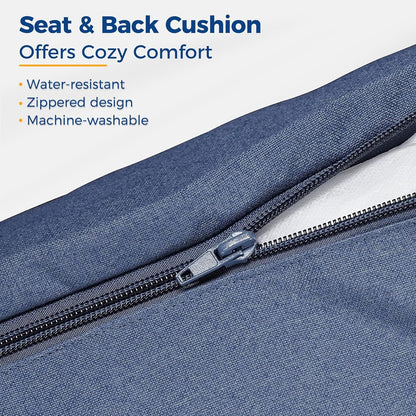 Outdoor Patio Furniture Set, 7 Piece Outdoor Dining Sectional Sofa with Dining Table and Chair, All Weather Wicker Conversation Set with Ottoman,Blue-4