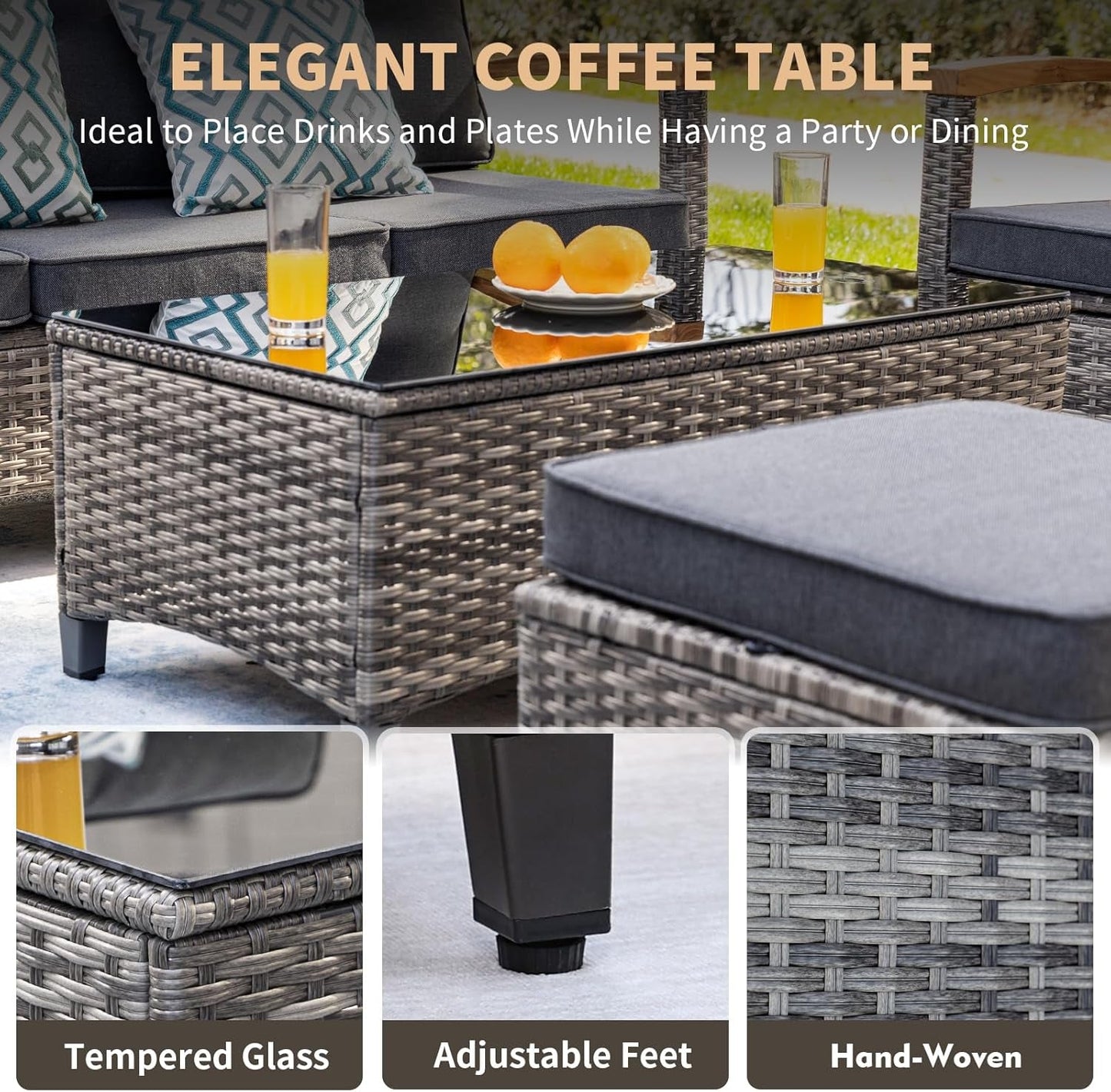 Outdoor Rattan Patio Furniture Set with Swivel Rockers