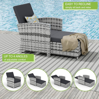 Outdoor Patio Chairs with Ottomans, 5 Piece Outdoor Patio Furniture Set, Wicker Patio Conversation Set, Outdoor Sofa with Ottoman, and Table for Porch, Garden, and Balcony, Grey-2