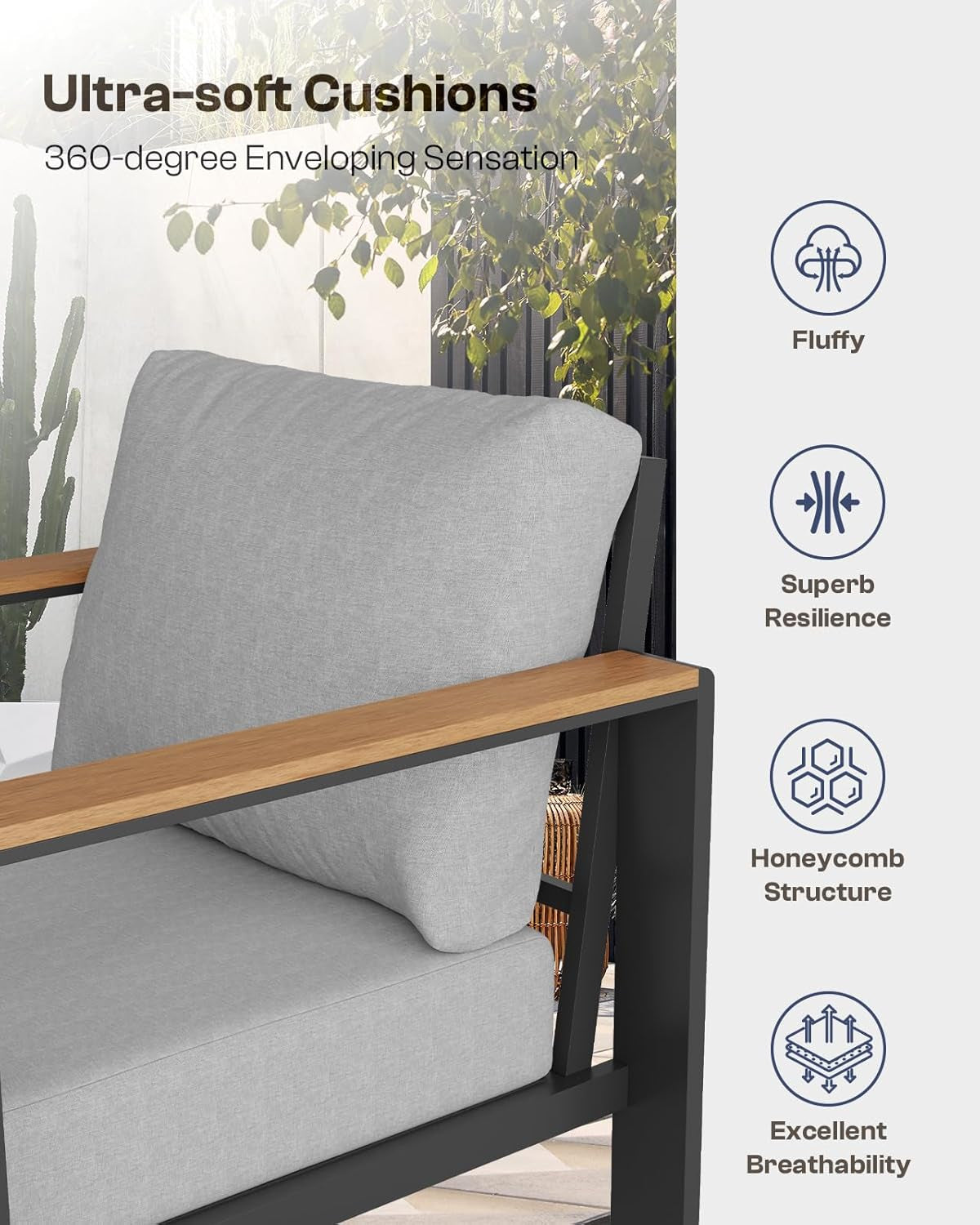 Aluminum Patio Furniture Set with Thick Cushions-4