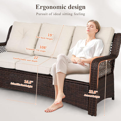 Elegant Six Piece Wicker Patio Furniture Set Outdoor