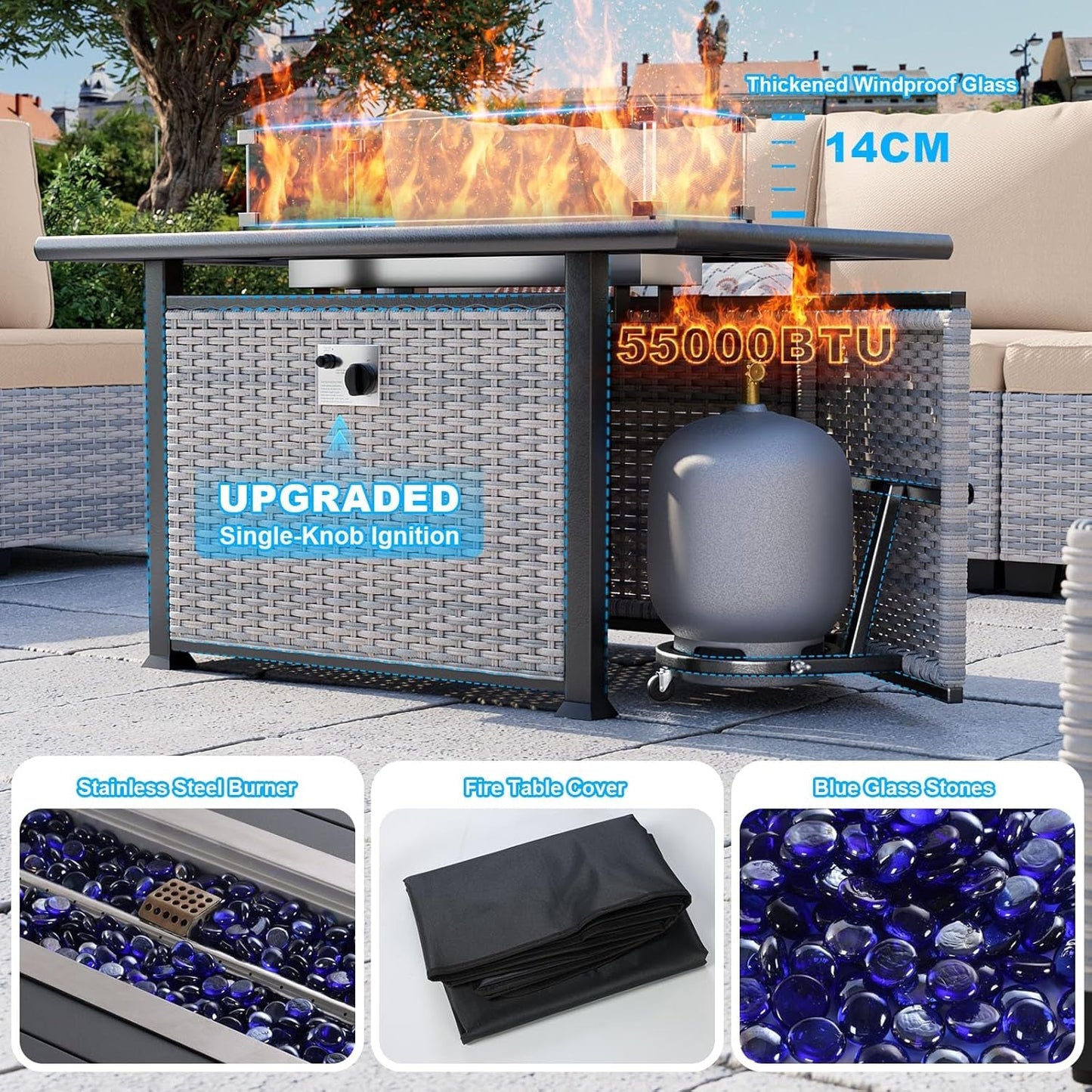 Luxurious 18-Piece Outdoor Patio Furniture Set with Fire Pit