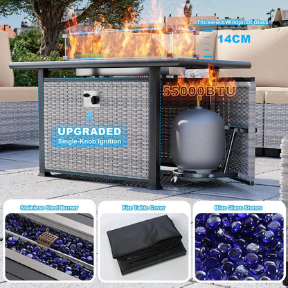 Luxurious 18-Piece Outdoor Patio Furniture Set with Fire Pit