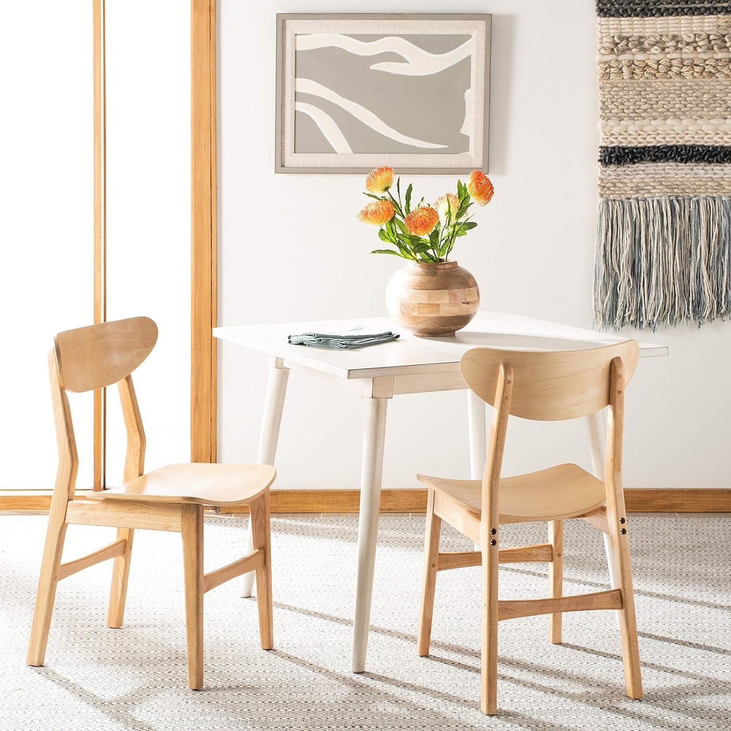 Home Lucca Retro Natural Dining Chair, Set of 2, Wood