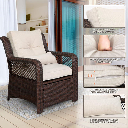 Elegant Six Piece Wicker Patio Furniture Set Outdoor