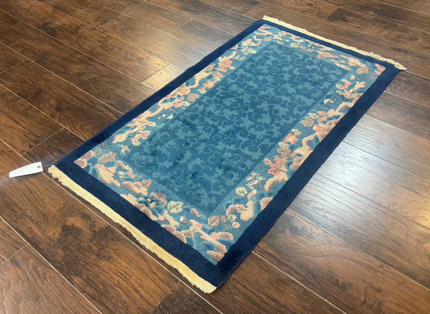 Blue Chinese Rug 2.6 x 4, Fete Rug, Peking Rug, Chinese Wool Rug, Art Deco Carpet
