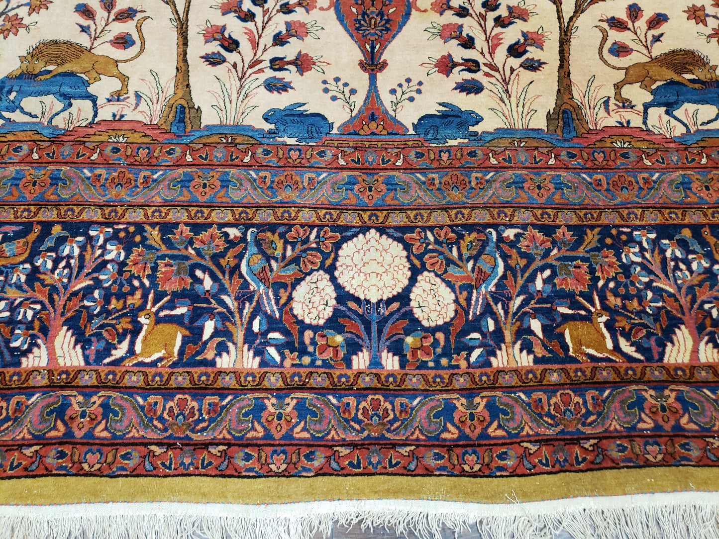 Antique Persian Kashan Tree of Life Rug 10x13-4