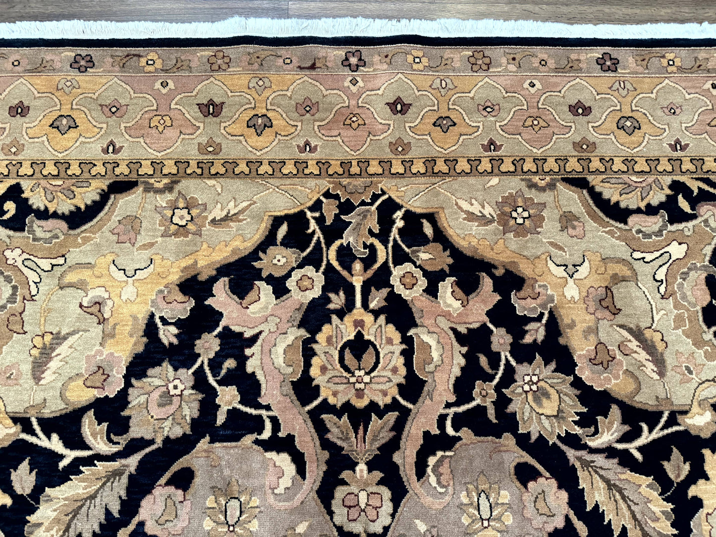 Handmade Wool Rug 8x10, Black & Dark Beige, Nourison, Traditional Rug-2