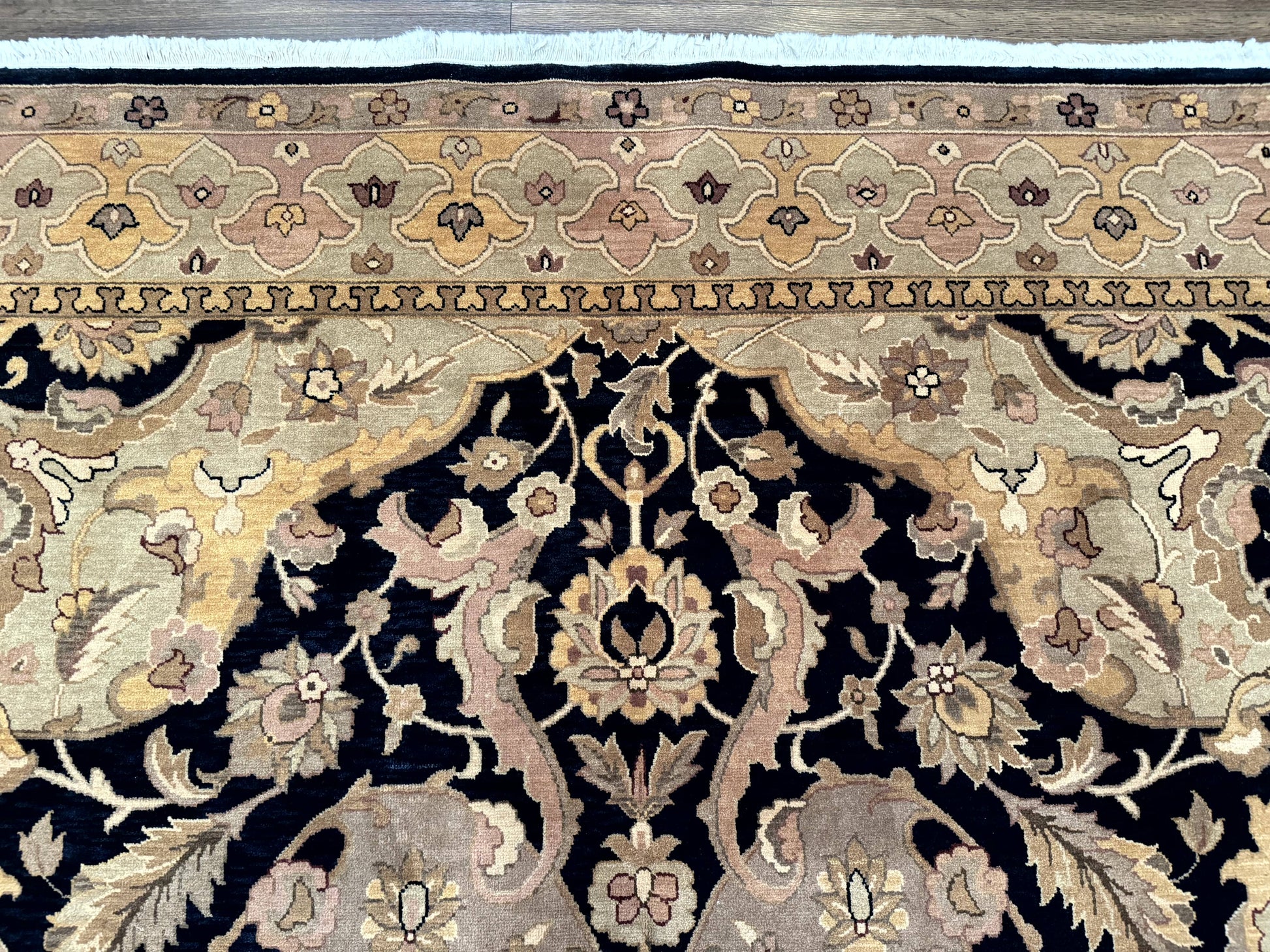 Handmade Wool Rug 8x10, Black & Dark Beige, Nourison, Traditional Rug-2