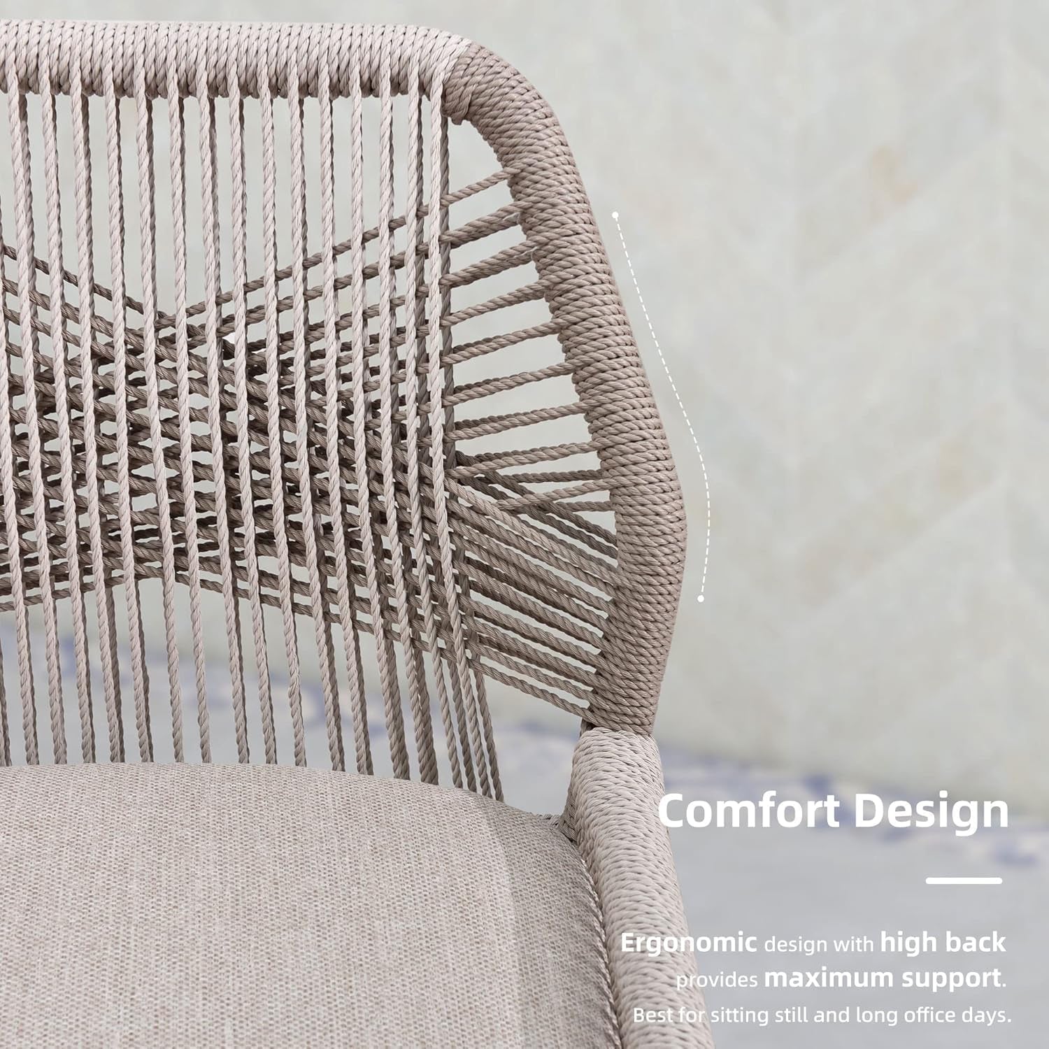 7 Pieces Dining Set Patio Metal Rectangular Table and Wicker Rattan Chairs for outside Porch Garden Kitchen Modern Outdoor Furniture Sets-4