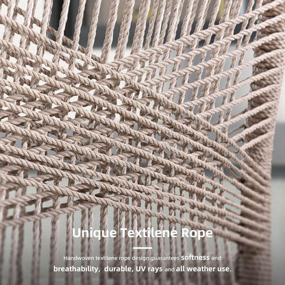 7 Pieces Dining Set Patio Metal Rectangular Table and Wicker Rattan Chairs for outside Porch Garden Kitchen Modern Outdoor Furniture Sets-3