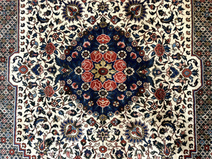 Persian Rug 7x10, Bakhtiari Saman Rug, Unique Design and Colors, Ivory Red Blue, Large Tribal Rug-3