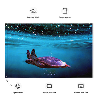 Sea Turtle Artwork Flag Tapestry