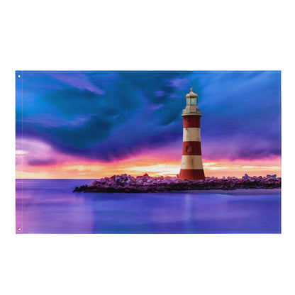 Lighthouse and Sea Painting Flag Tapestry